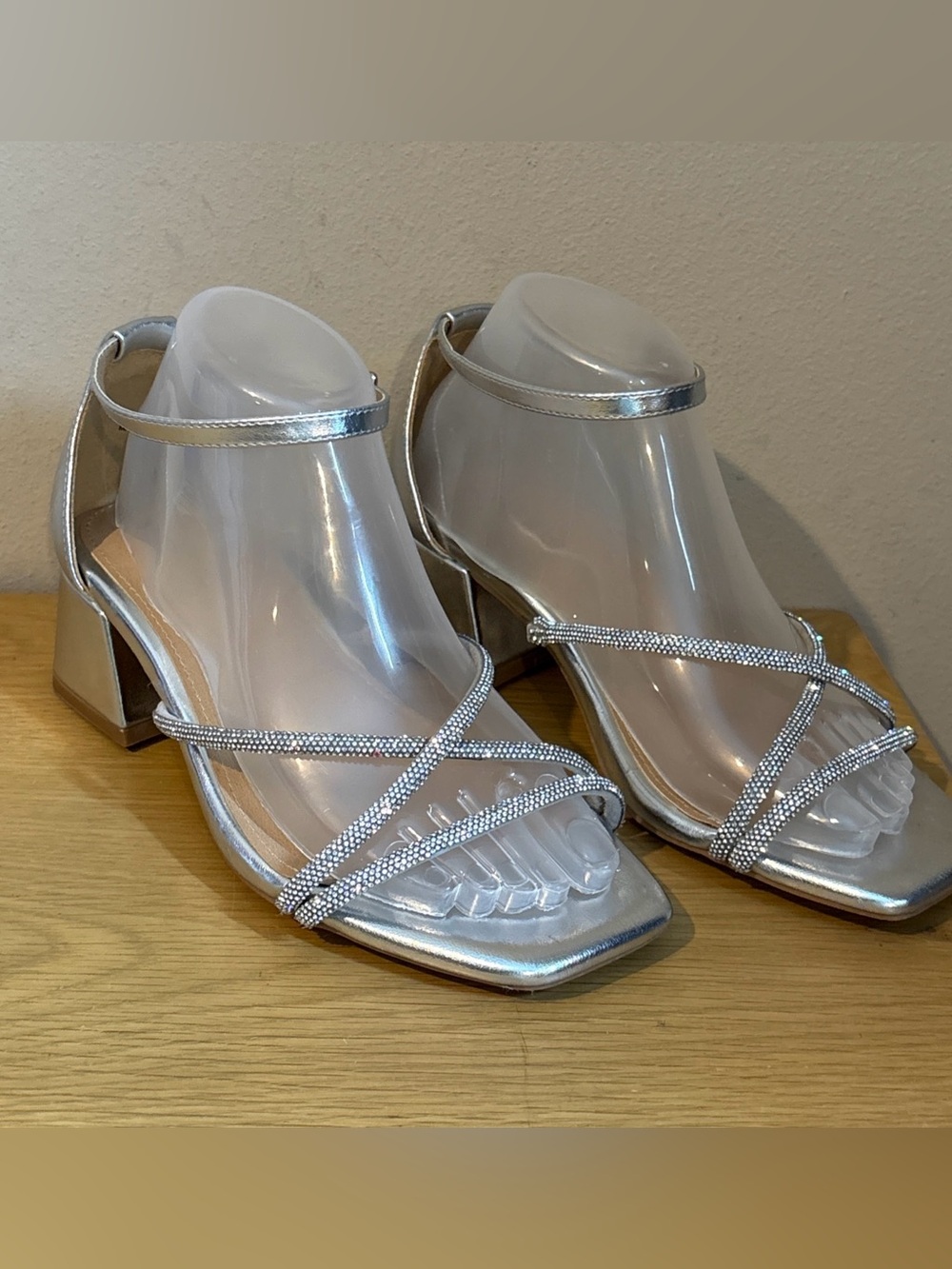 Torrid Sparkle Silver Chunky Platform Heels Size 7.5 WW Evening Party
